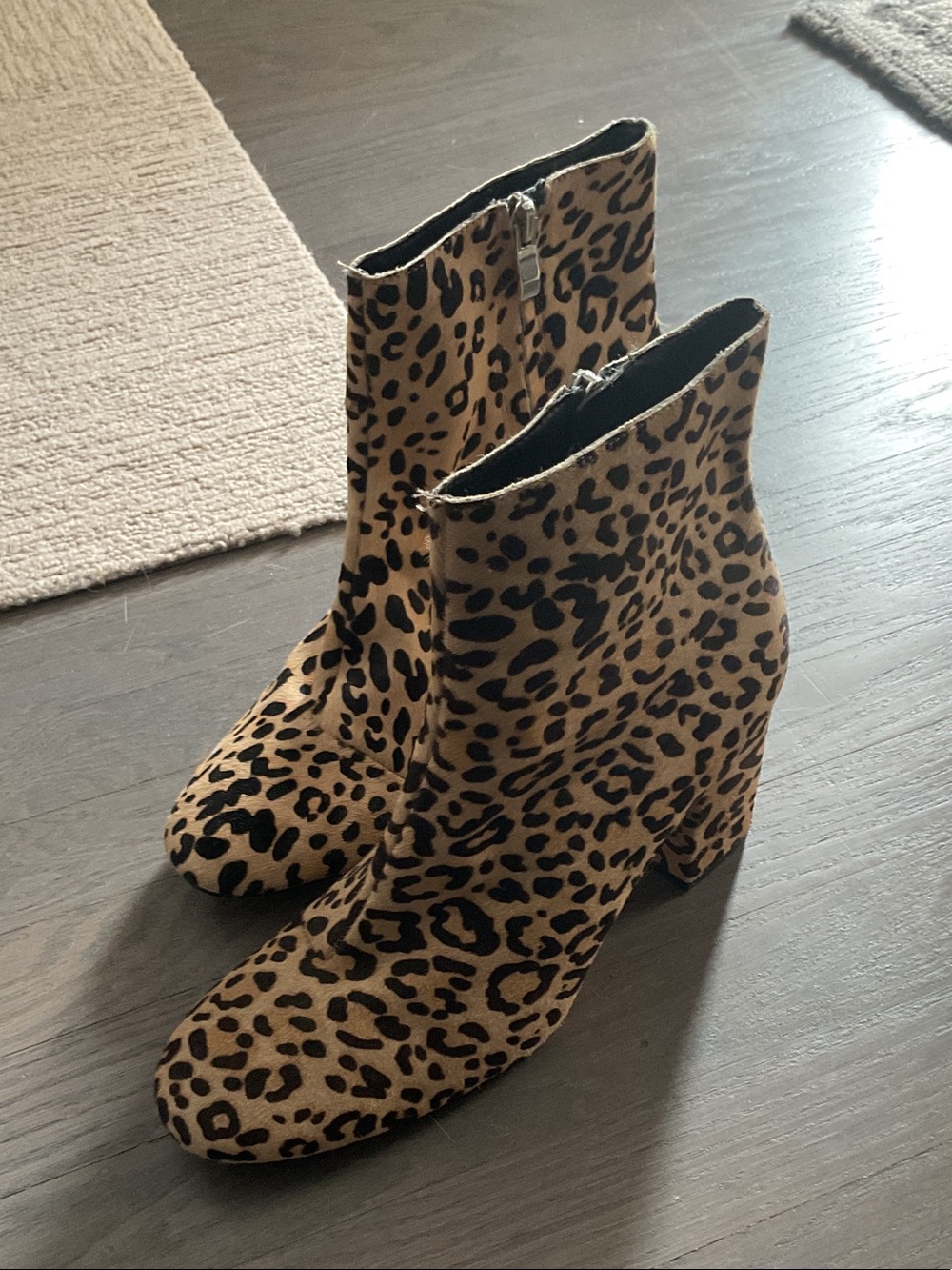 Leopard Print Ankle Boots - Women